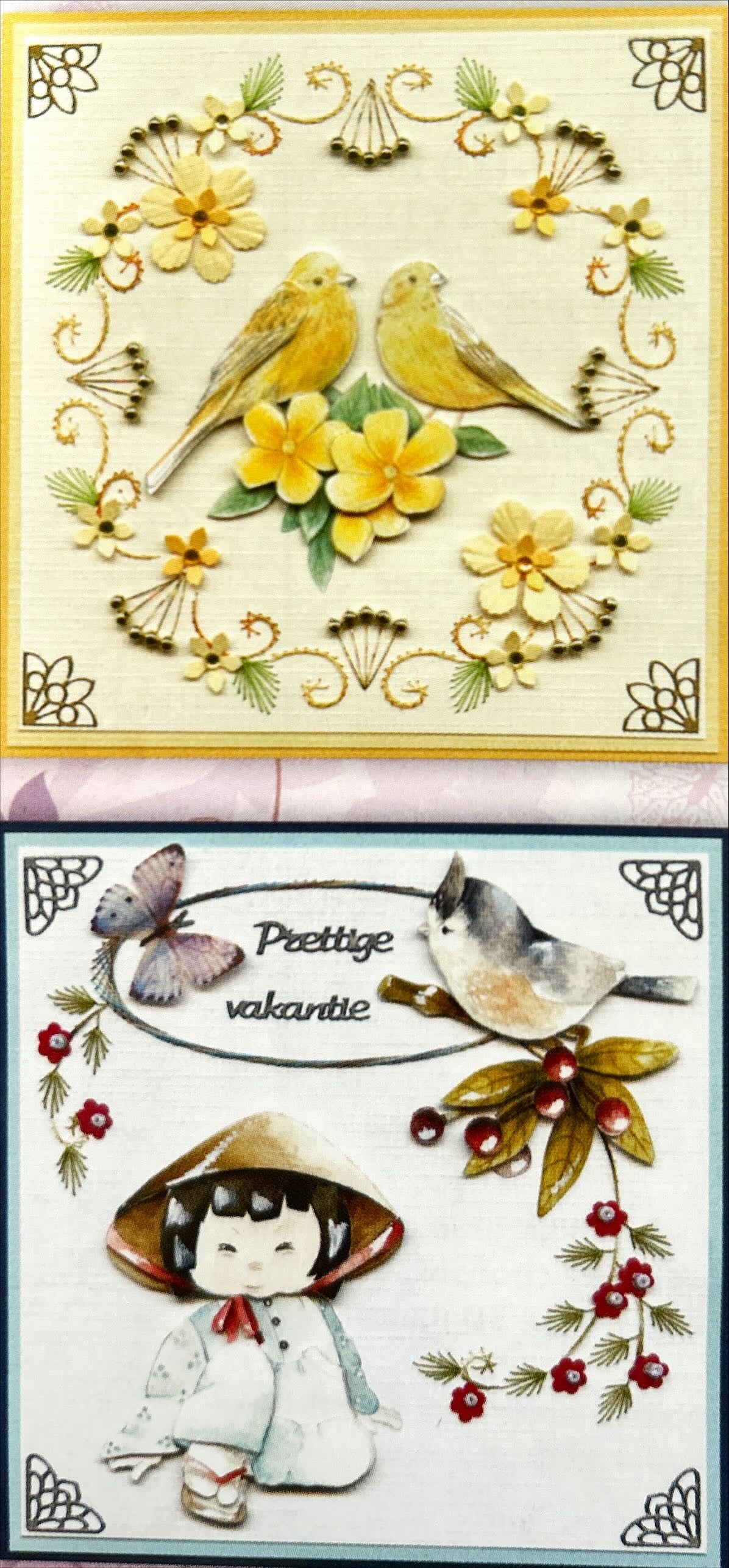 Vogels en vlinders borduren